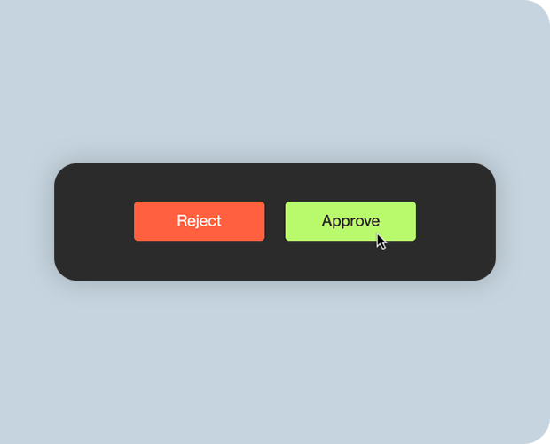 Representative and business verification reject and approve buttons