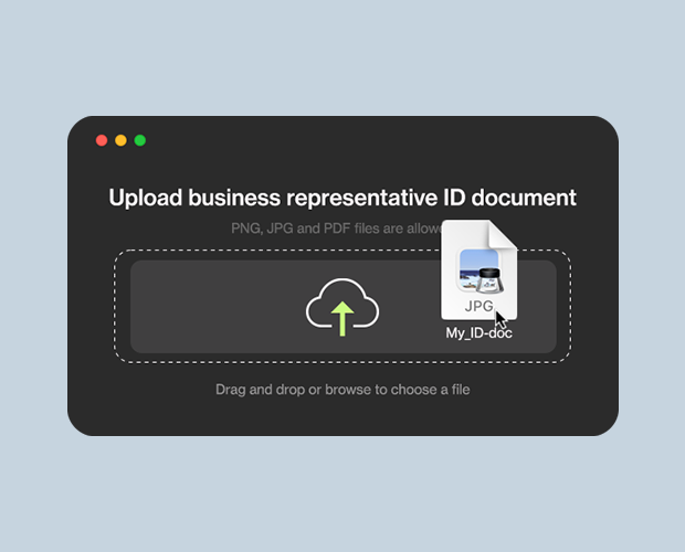 Manual business onboarding process upload document