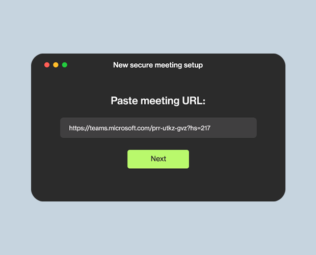 Secure meeting process URL