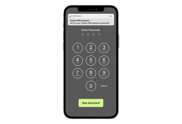 SMS authentication screen