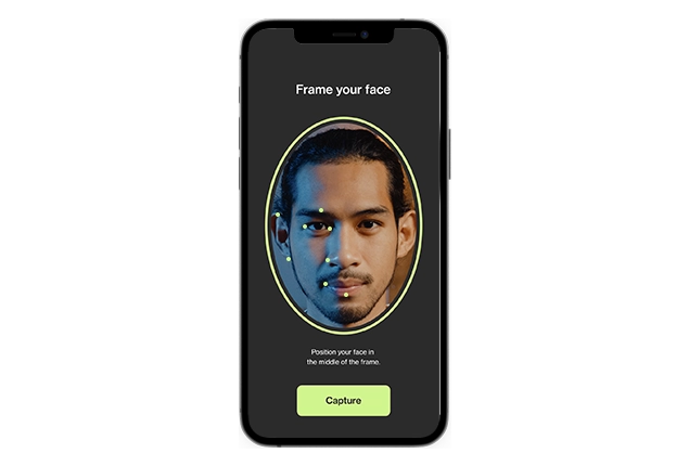 Biometric face scan screen